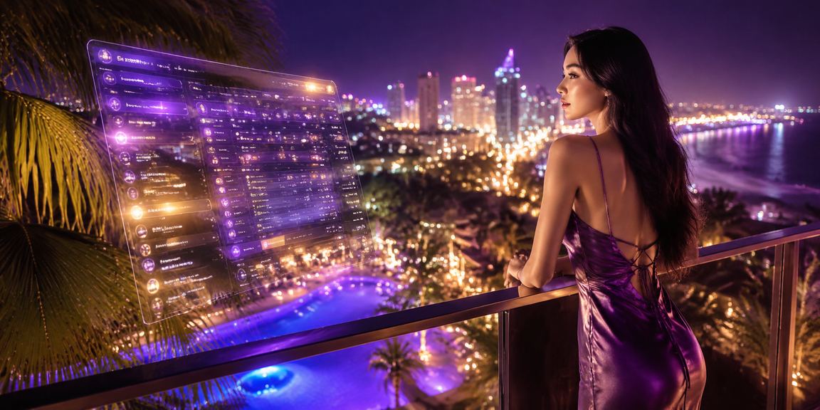 Khung cảnh cá cược neon về đêm tại Mũi Né – tượng trưng cho trải nghiệm giải trí di động
